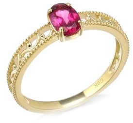 Skcess 18 Karat Gelbgold Ring Rosenrot Granat Oval, Verlobungsring Hohles Wellenmuster, Ovaler Rosaroter Granat Ringe Frauen Größe 54 (17.2)