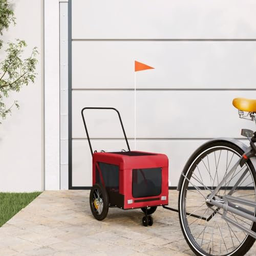 CIADAZ Pet Bike Trailer Red and Black Oxford Fabric and Iron, Dog Bike Trailer, Dog Pushchairs For Small Dogs, Bicycle Towing, Dog Stroller, Dog Disabled Scooter, Bicycle Trailer For Dogs93929