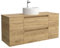 Salgar Mueble de Baño Bequia 120cm + Coqueta 1 Puerta Centrado + Encimera + Lavabo posar| Roble |120x45x56