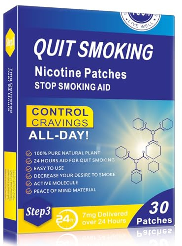 Nicotine Patches to Help Quit Smoking (Step3), 7mg, 30 Tablets, Help to Quit Smoking, Provides Nicotine Transdermal System in 24 Hours Per Tablet-001