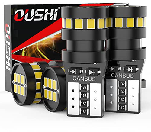 OUSHI W5W T10 Lampadina LED, Canbus Sensa Errore 194 168 2825 501 12V Lampadine Di Ricambio Interni Auto Dome Map Door Luci Targa Di Cortesia, 6500K Xenon Bianca (Confezione Da 4)