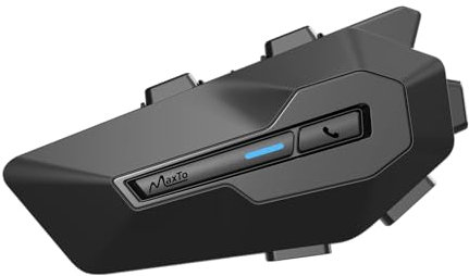 MAXTO MX2 Système de Communication pour Moto 2 conducteurs 1000 m Casque Bluetooth avec Partage de Musique, Son stéréo Hi-FI/Radio FM / IPX6 Casque de Moto Haut-Parleur intercom (1 Paquet)