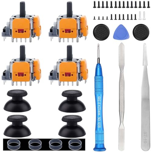 TERRIFI 4 Stück Hall-Effekt Joysticks Ersatz für DualSense PS5 Controller, 3D Analog Sensor Rad Daumensticks Joystick Rocker Modul Ersatz für PlayStation 5 Controller