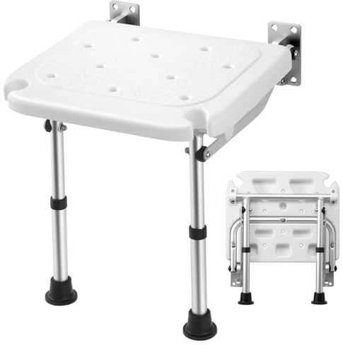 Shower Chair, 5 Height Adjustable Shower Bench, Non Slip Feet, Bathtub Stool for Elderly, Disabled and Pregnant,180KG Capacity