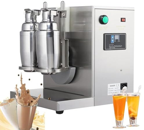 CHANGLKJ Commercial Milk Shaker, Double-head Electric Milkshake Machine with Timer, Use Snow Cup 350-750ml and Speed 340rpm, 360° Rotation and More Delicate Taste, for Tea Shops, Beverage Shops