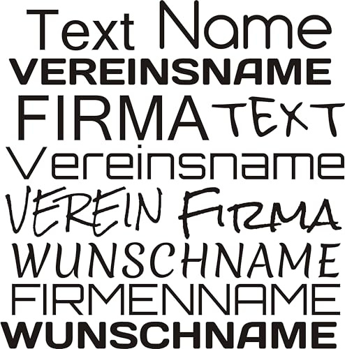 Kleckerliese Personalisierbares DTF-Bügelbild Text – 10–30 cm Breite | Eigener Name/Spruch | 30 Schriftarten & 69 Farben | Für T-Shirts, Hoodies, Taschen | Text-Transfer zum Aufbügeln Breite 15cm