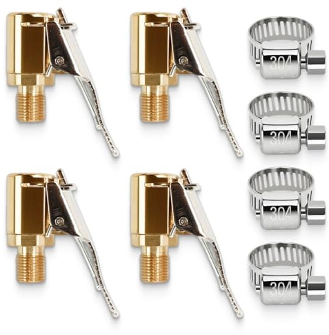 8 Stück 8mm Autoventil Hebelstecker Air Chuck, Messing Reifen Ventil Luftpumpe Clip, Universal Luftpumpen-Adapter Clip mit Gewindedüse für PKW-, Motorrad- und Fahrradreifen, korrosionsbeständig