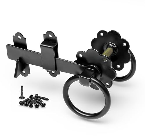 ZAVIA Garden Ring Gate Latch for Garden Gates 6” Door Latch Powder Coated Solid Handle Gate Catches for External Door