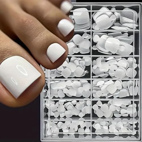 yufana 240 PièCes Faux Ongles, Faux Ongles Pied, Conseils Des, Ensembles De Pointes à Ongles, PâTe D'Ongle Artificielle Naturelle FrançAise, 12 Tailles, BâTon Acrylique Sur Les Ongles (Blanc)