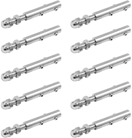 Tensor De Cuerda, 10 Unidades Abrazadera De Acero Inoxidable De 6mm Kit De Tensado Con Pasadores Roscados Terminal De Tensión Ajustable Para Barandilla De Acero Inoxidable - Plateado
