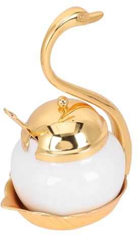 Hemobllo Sucrier De Style Européen En Alliage D'aluminium Doré Cuillère Intégrée, Récipient à Sucre Et Pot à Épices Compact, Cuisine Et Table, Rangement Décoratif