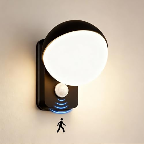 Outdoor Wall Light with Motion Sensor, 18W LED Wall Lights, 3000K Warm White, IP65 Waterproof, Aluminum Exterior Motion Porch Light, Anti-Rust Modern Outside Wall Sconce for Garden Doorway Patio (18W)