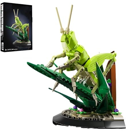 Insekt Sammlung, Mantis und Chrysantheme Bausteine- Bausatz, 408 Teile mit Display-Ständer und botanischem Teil, Insekten-Bausatz für Kinder, Erwachsene, Naturliebhaber und Mantis-Fans(10175)