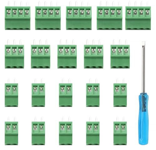 YIXISI 20 Stücke 2.54mm 2/3/4 Pin PCB Mount Screw Terminal Block, 2.54mm Schraubklemme Steckverbinder, für Arduino DIY Project, Grün