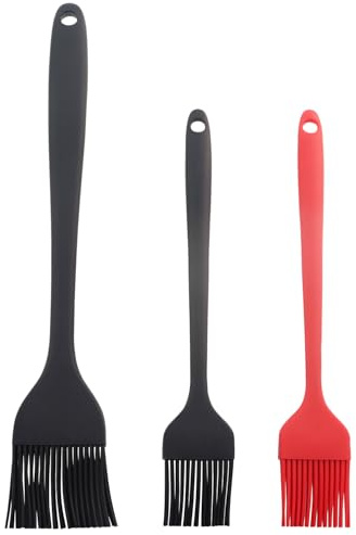 MDXing 3PCS Silicone Brush Food Grade High Temperature Resistant Basting Brush For Barbecue Baking Oven Pastry Oil Soy Sauce Glazing Tool Red Black Small Size Black Large Size