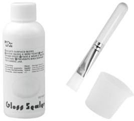 BOOWAN NICOLE Akrylglansförsegling/lack, luktfri, livsmedelssäker, värmebeständig, färgbeständig, vattentät lack för betong, gips, hantverk, ljusglas, lera, inklusive borste och SIL (ST53)