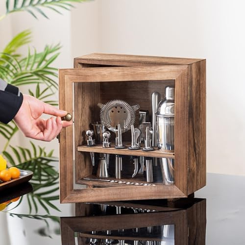 Kit de barman de 14 piezas, juego de barra, juego de coctelera, kit de barman de acero inoxidable, coctelera de 750 ml, almacenamiento a prueba de polvo, for fiestas en el bar en casa