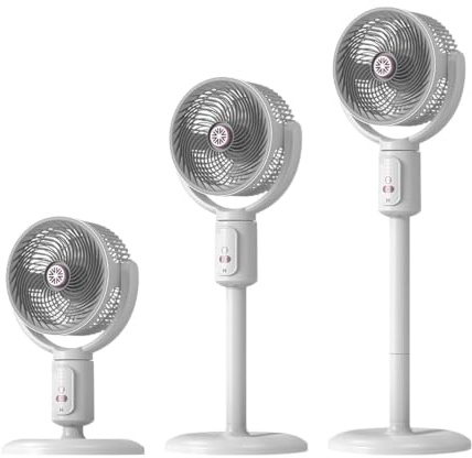 Ventilatore A Piantana Telescopico, Oscillazione 90°+120°, Ventilatore Silenzioso, 5 Velocità, Ricaricabile USB-C, Ventilatores A Piantana Oscillante, Per Ufficio Scrivania Soggiorno Appartamen