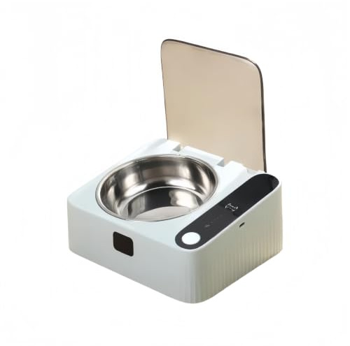 GXQKLSV Gamelle à Croquettes Automatique Capteur Infrarouge, Couvercle Anti-Poussière, Base Antidérapante pour Chats et Petits Chiens Bloque Poussière Insectes Germes