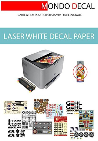 WATERSLIDE DECAL PAPER Papier, Laserdruck, weißer Untergrund, 6 Blatt A4, kein Cover-Coat erforderlich