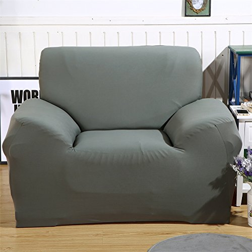 ele ELEOPTION Sofa Überwürfe Sofabezug Stretch elastische Sofahusse Sofa Abdeckung in Verschiedene Größe und Farbe (1 Sitzer für Sofalänge 90-130cm, Grau)