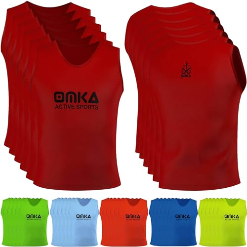 OMKA 6 Stück (6er-Set) Fußball Leibchen Lätzchen Trainingsleibchen Markierungshemd Fußballleibchen für Kinder Jugend und Erwachsene |