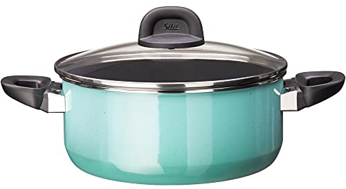 Silit Modesto Line Kochtopf groß 24cm, Glasdeckel, Bratentopf Induktion 4,4l, Silargan Funktionskeramik, grün