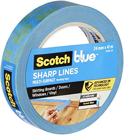 ScotchBlue Sharp Lines Advanced Masking Tape, 24 mm x 41 m - Scotch Adhesive Blue Painters Tape For Super-Sharp Paint Lines, Indoor & Outdoor, with 3M Advanced Technology, PEFC Controlled Sources