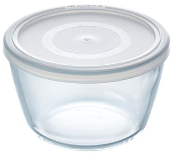Pyrex Microwave Safe Classic Round Glass Dish with Plastic Lid 0.6 Litre White (Pack of 4)