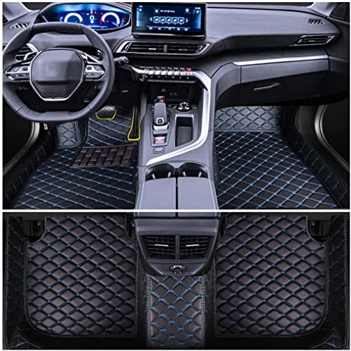 Muchkey Auto Fußmatten Leder Bodenmatte für Hyundai i30 2000-2024 Allwetter Fussmatten Set Zubehör Fußmatte Schwarz Blau