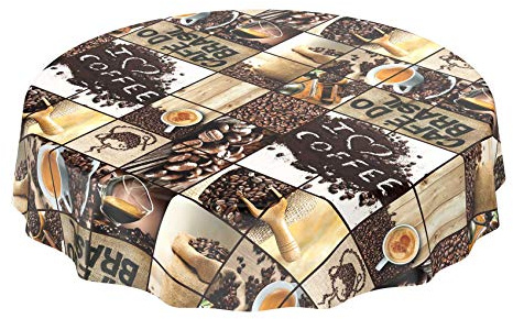 ANRO Wachstuchtischdecke abwaschbar Garten Tischdecke Wachstuch Rund Oval Eckig Indoor Outdoor Kaffee Braun Rund 140cm Wachstischdecke wasserabweisend Gartentischdecke Meterware pflegeleicht