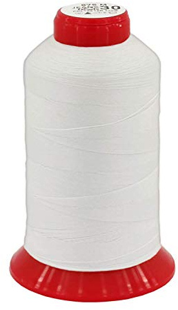 fuwi Jeansgarn Stärke 30 - Stapelgarn mit matter Optik - Extra starkes Nähgarn für Denim, Leder, Polster & Outdoor - 960 dtex, 875 Meter (0001 Weiß)