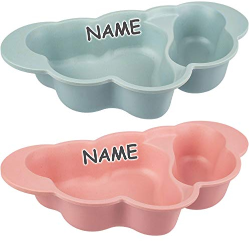 alles-meine.de GmbH Geschirr Farbwahl 4 Stück kleine Schalen/Teller - Wolke - bunt - inkl. Name - 2 Fächer/geteilt - Kinder & Erwachsene - 220 ml / 0,22 Liter - Schüsse..