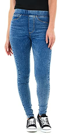 M17 Kvinnor damer denim jeans jeggings Skinny Fit klassiska casual bomullsbyxor byxor med fickor, Syrablått, 52 SE