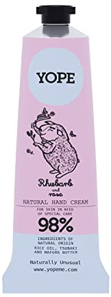 YOPE Natürliche Handcreme Rhabarber und Rose hat eine einzigartige Formel für trockene, regenerationbedürftige Haut 50ml
