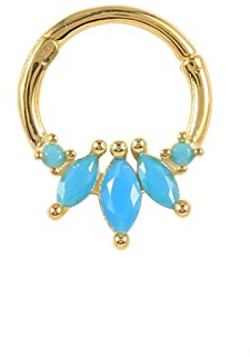 Ayoiow 1Stück Creolen Ohrringe Damen, Frauen Ohrringe Nickelfrei Runde Blume Ohrringe Gold Türkis Ohrschmuck Damen