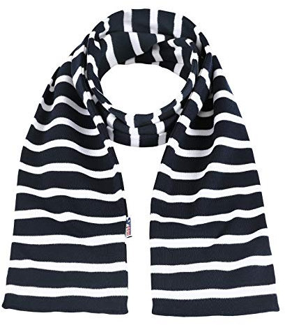 modAS Unisex Bretonischer Schal mit Streifen und uni verschieden Farben - Herrenschal Damenschal Kinderschal 13x120 cm in Blau-Weiß
