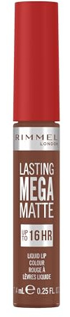 Rimmel London Lasting Mega Matte Liquid Lipstick, Long-Lasting, Hydrating, Vegan Formula - 725 - Love Bite, 7.4ml (0.25oz)