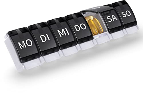 Opret Tablettenbox 7 Tage Deutsch, Pillendose Regenbogen Medikamentenbox Wochen, Tablettendose, Kleine Leicht Zu Öffnen Für Unterwegs