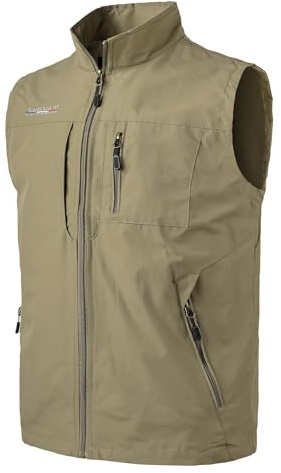 Herothorn Chaleco de Pesca para Hombre Al Aire Libre Chaqueta sin Mangas Verano Multibolsillos de Mezclilla Fotografía Caza Cámping Senderismo