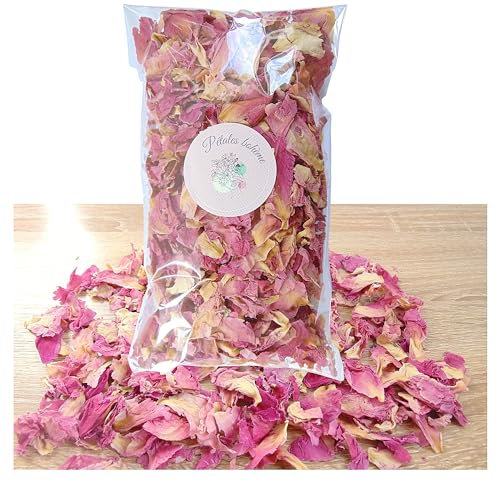 PETALES BOHEME - 1 Litre Pétales de Pivoine Rose Séchée - Fleurs séchées en Vrac - Naturelle Biodégradable | Confettis Mariage - Décoration Table Champêtre - Petales a Jeter Mariage - France (PIvoine)