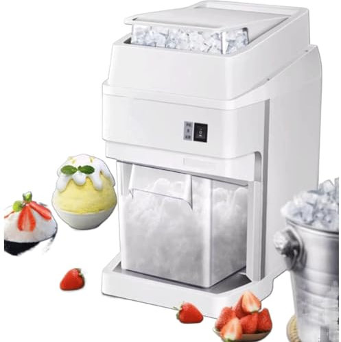 HSHTTKL Commercial Home Use Electric Ice Crusher 70KG/H Shaved Ice Capacity Snow Cone Machine Ice Shaver with Stainless Steel Blades