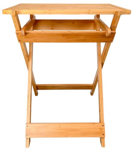 Grillfürst Grill Beistelltisch 78,4 x 63,2 x 40,1 cm - Klapptisch aus Bambus mit abnehmbarem Tranchierbrett (63 x 40 x 2 cm) zur Zubereitung von Fleisch, Servierbrett für Käse und Wurst