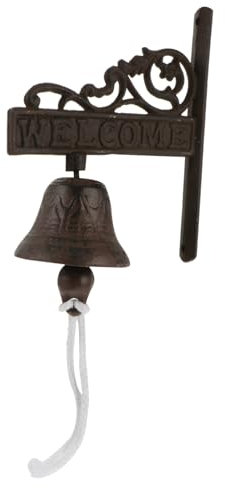 Zerodeko 1stk Schmiedeeiserne Türklingel Alter Türknauf Schwer Hängende Glocke Wandskulptur Vintage-Laterne Zitternde Wandglocke Kürbis-dekor Retro-türklingel Alte Tür Eisen Handbuch Metall