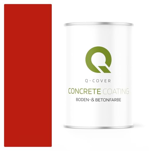 Q-COVER Bodenfarbe Betonfarbe Rot 0,9L Garagenboden Bodenbeschichtung für Innen Kellerfarbe Fußbodenfarbe