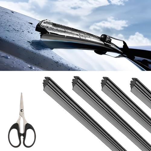 4 Pezzi Gomma Tergicristallo, Gomme per Tergicristallo di Ricambio, Gomma Di Ricambio Universale Per Tergicristalli, Senza Telaio Strisce di Gomma, Compatibile Con Tutti i Tergicristalli, Tagliabile