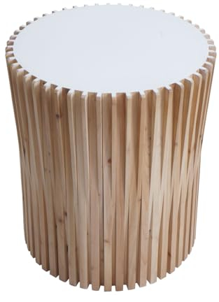 Mendler Beistelltisch HWC-N31, Couchtisch Kaffeetisch Loungetisch Blumentisch Nachttisch Tisch, Tanne Holz Ø51cm Natur-weiß