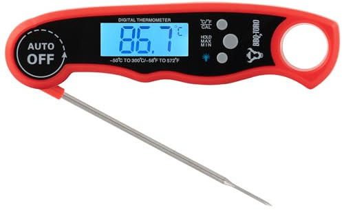 BBQ-Toro Grillthermometer mit LCD Display | Bratenthermometer digital -50 °C bis 300 °C | Fleischthermometer kabellos Kerntemperaturmesser Küchenthermometer Steak Thermometer kochen Backthermometer