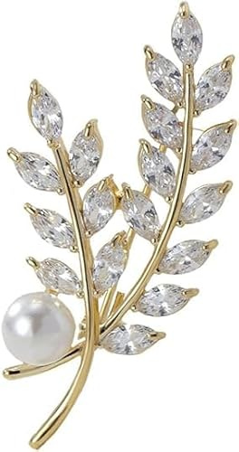 Weizen Ohr Brosche Kristall Strass Pflanze Blatt Brosche Pin Corsage, Kristall Pin Pullover Kleid Tasche Mode Schmuck Accessoire Dekor für Hochzeit Geburtstag Party Frauen Mädchen Geschenk