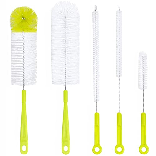 QTANZIQI Reinigungsbürste, 5-teiliges Reinigungsbürsten-Set mit langem Griff, für schmale Flaschenpfeifen, Bong, Waschen, Sport, Wasserflaschen, Rohrreiniger, Werkzeuge, Scheuerbürsten für die